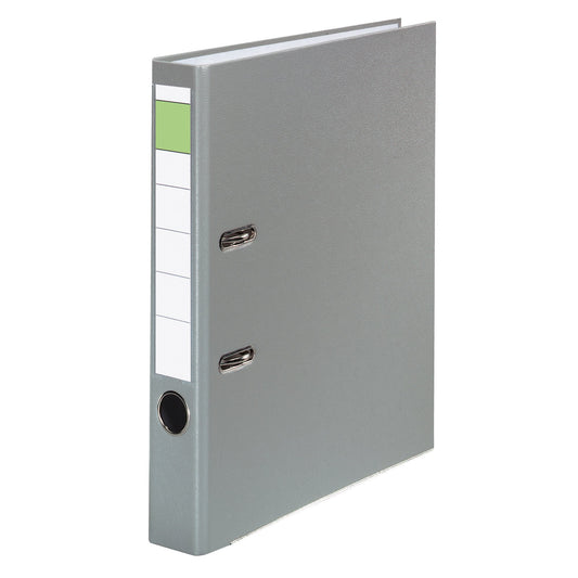 Ordner 50mm DIN A4 Rückenschild: einsteckbar mit Schlitzen Werkstoff: Pappe Material außen: Polypropylen Material innen: Papier grau