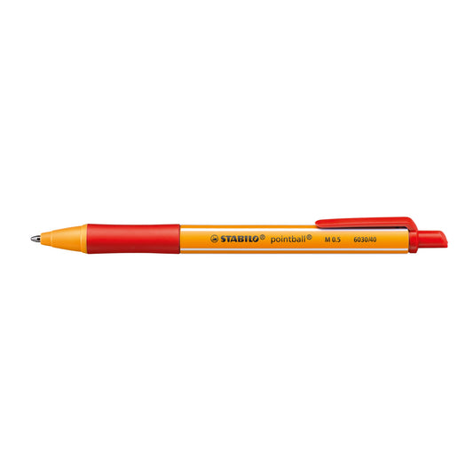 STABILO® Kugelschreiber pointball® 0,5mm M rot Mine auswechselbar nicht dokumentenecht Schaftfarbe: orange/weiß