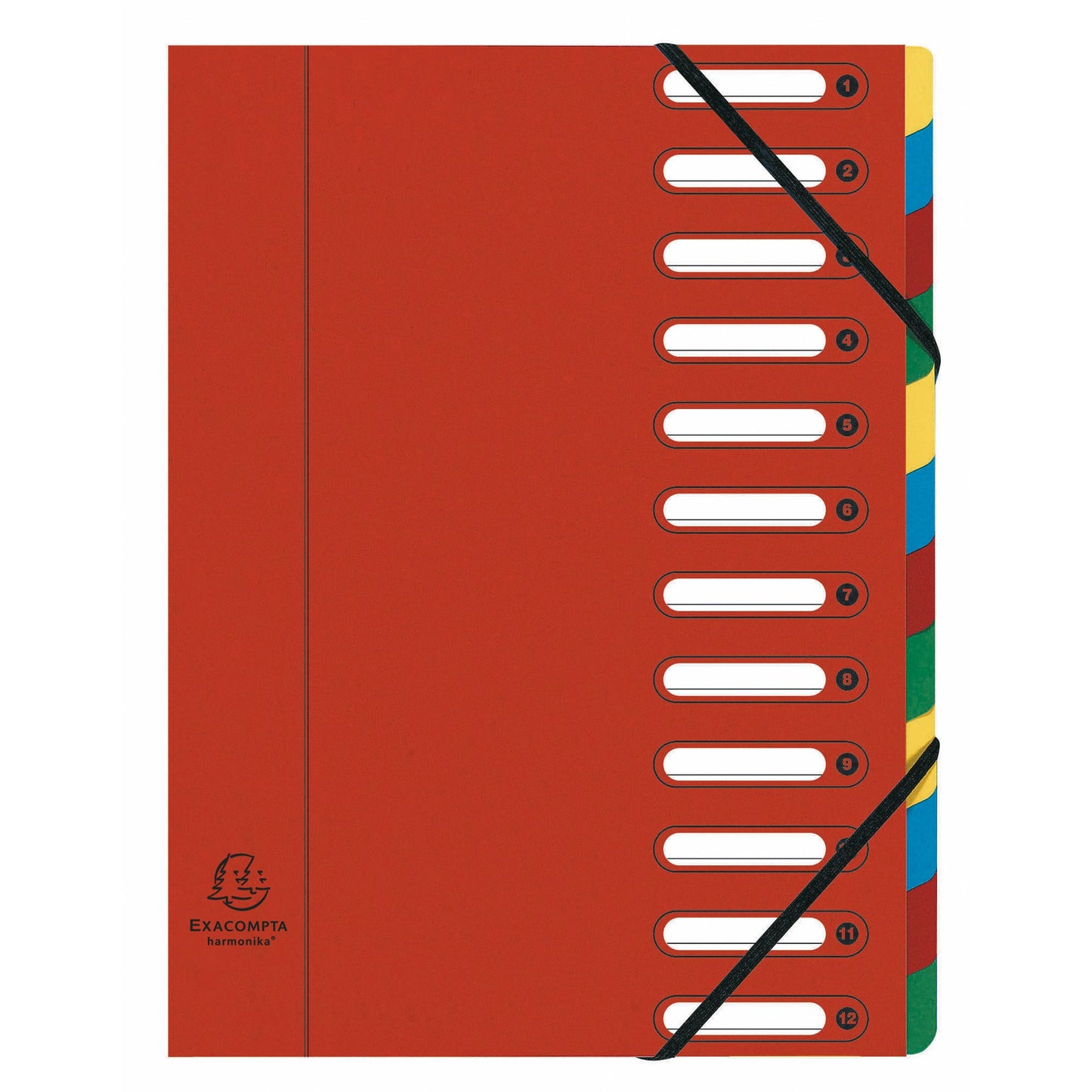 Exacompta Ordnungsmappe Harmonika® DIN A4 225g/m² Colorspankarton Farbe: rot Farbe des Fächerblocks: mehrfarbig 12 Fächer