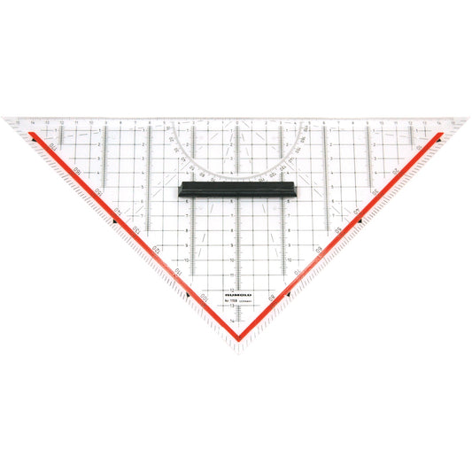 RUMOLD Geometriedreieck 32,5cm mit farbig hinterlegten Winkelgraden mit Griff Kunststoff transparent