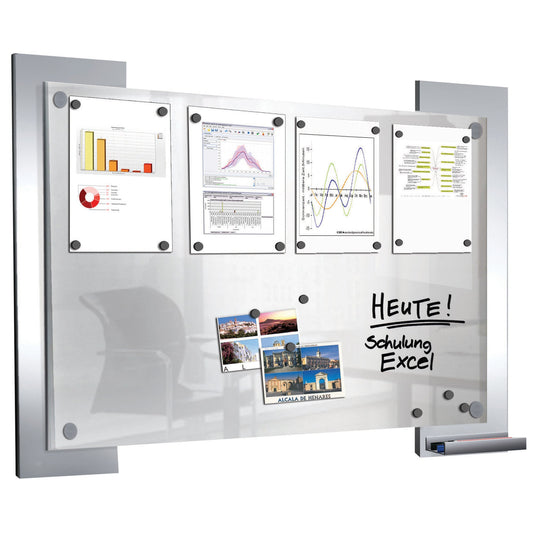 Kerkmann Glasboard Look 90 x 70 x 2,5 cm (B x H x T) Tafel magnethaftend Tempered Glas silber transparent