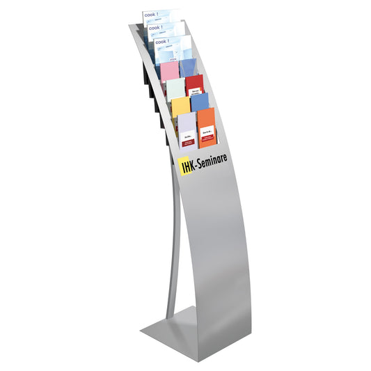 Kerkmann Prospektständer Varia 32 x 132 x 34 cm (B x H x T) Stahl alusilber 7 Fächer
