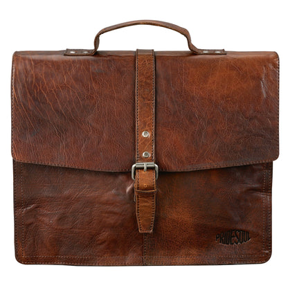Pride & Soul Aktentasche JAYDEN Außenmaße: 37 x 32 x 7 cm (B x H x T) Schnalle Leder braun