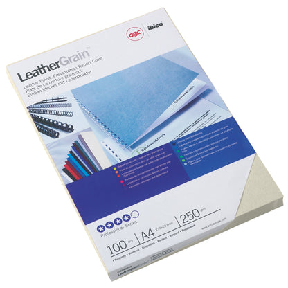 GBC® Einbanddeckel LeatherGrainT DIN A4 250g/m² Karton weiß 100 St./Pack.