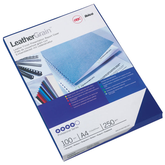 GBC® Einbanddeckel LeatherGrainT DIN A4 250g/m² Karton blau 100 St./Pack.