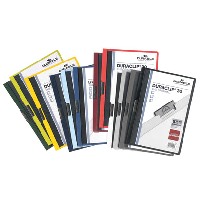 DURABLE Klemmmappe DURACLIP® 30 DIN A4 Hartfolie Farbe der Rückseite: gelb Farbe der Klemme: schwarz