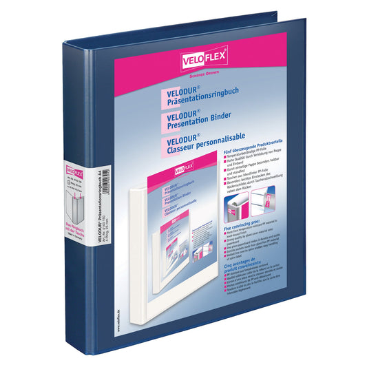 Veloflex Präsentationsringbuch VELODUR® 40mm DIN A4 4 Ringe, D-Mechanik Pappe dunkelblau