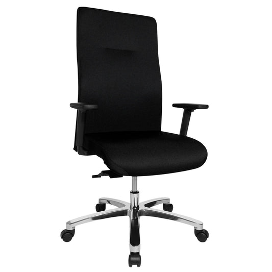 TOPSTAR Bürodrehstuhl Big Star 20 44-52cm Punktsynchronmechanik Rolle hart gebremst (für Teppichboden) optionales Zubehör: Rolle weich gebremst (für Hartboden) 6991 Aluminium, poliert schwarz