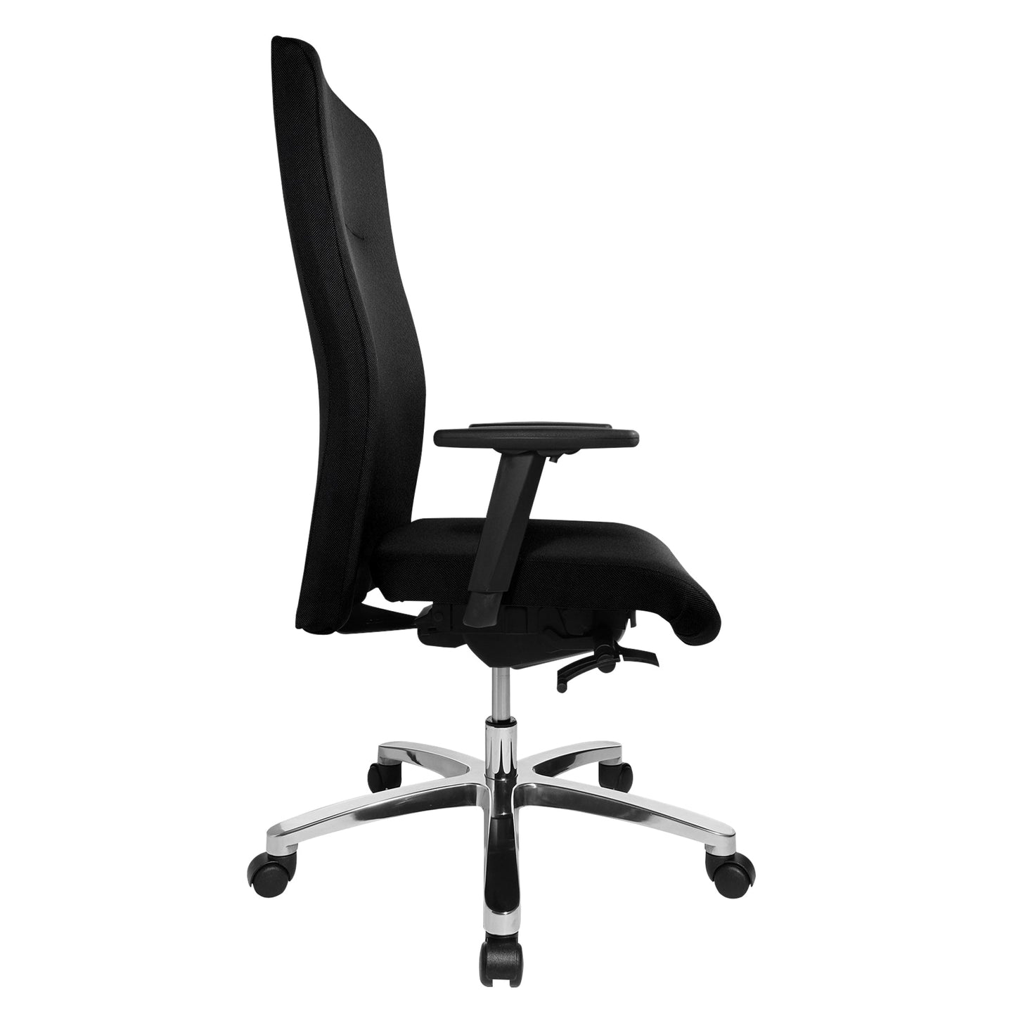 TOPSTAR Bürodrehstuhl Big Star 20 44-52cm Punktsynchronmechanik Rolle hart gebremst (für Teppichboden) optionales Zubehör: Rolle weich gebremst (für Hartboden) 6991 Aluminium, poliert schwarz