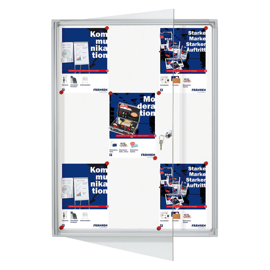 FRANKEN Schaukasten X-tra!Line Innenbereich 73 x 98 x 3,5 cm (B x H x T) 9 x DIN A4 mit Schloss Aluminium/Kunststoff silbereloxiert