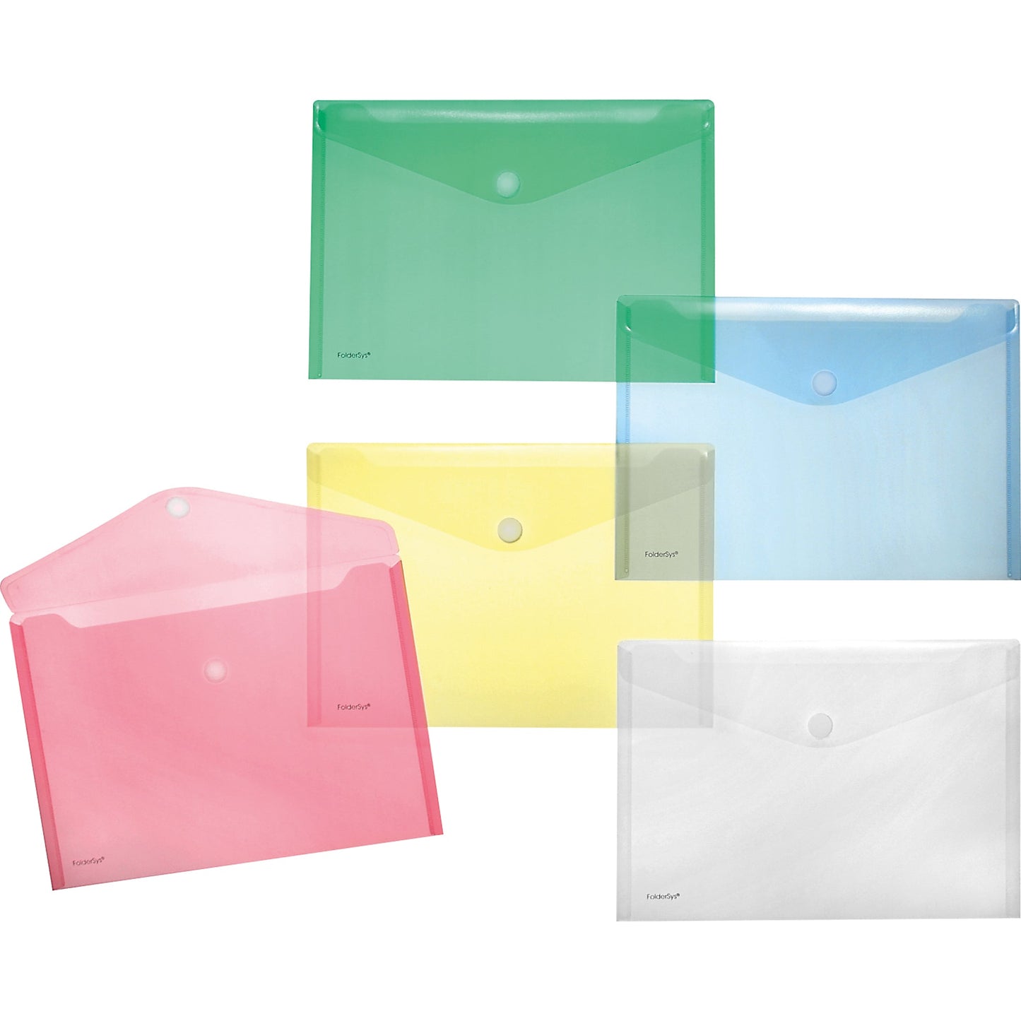 FolderSys Sammelhülle DIN A4 quer Polypropylen je 2 x transparent, blau, grün, gelb, rot 10 St./Pack.