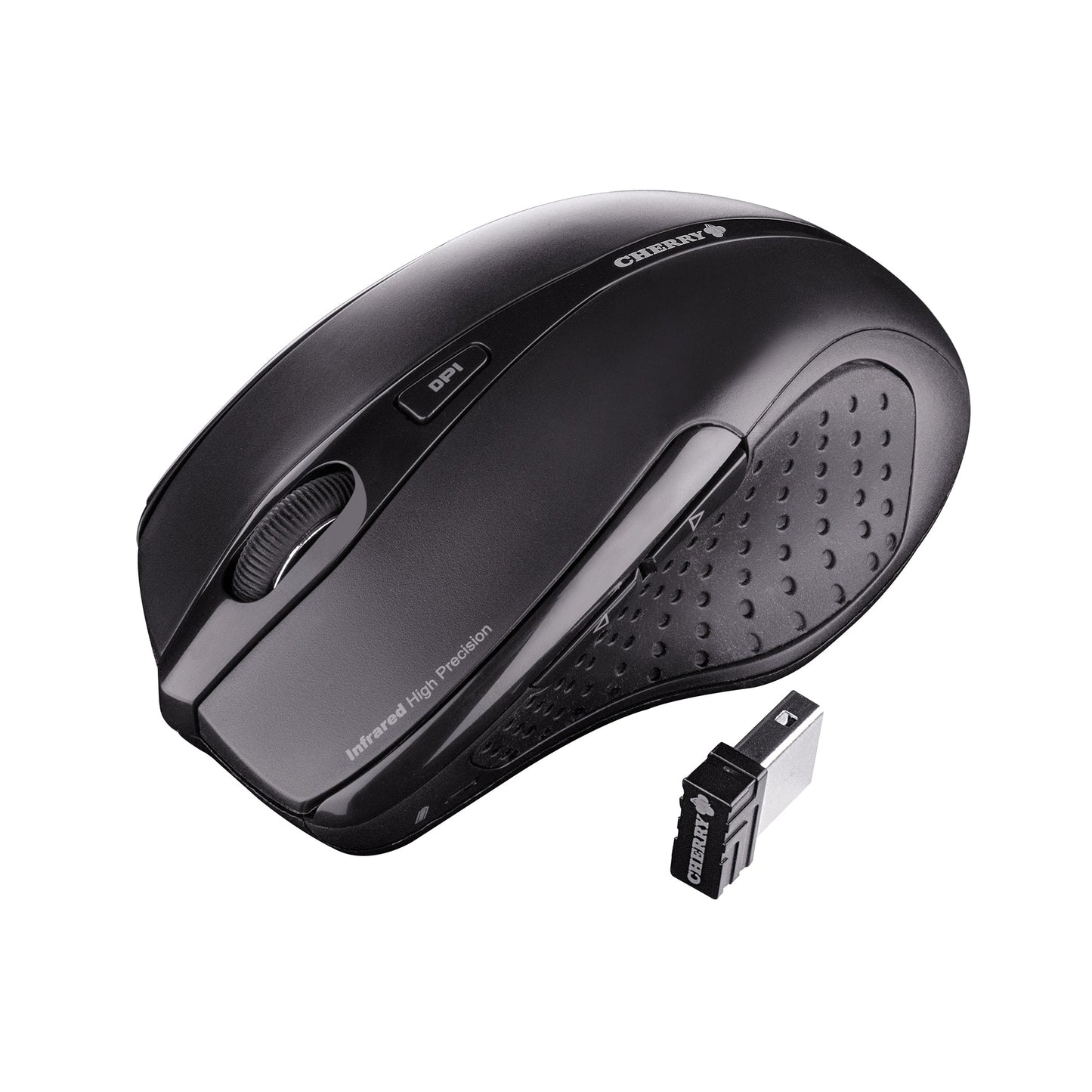 CHERRY Optische PC Maus MW 3000 Rechtshänder nicht ergonomisch USB-A 5m Batterie inkl. USB-Nano-Empfänger schwarz