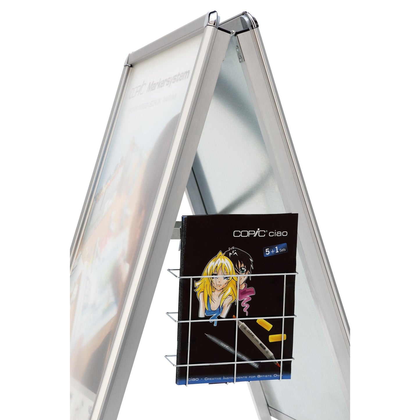 magnetoplan® Kundenstopper SP 46,5 x 64,2 x 130 cm (B x H x T) DIN A2 Aluminium silber