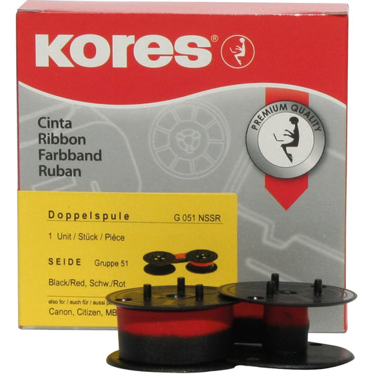 Kores Farbband Canon, Facit, Sharp Gr. 51 Seide schwarz/rot