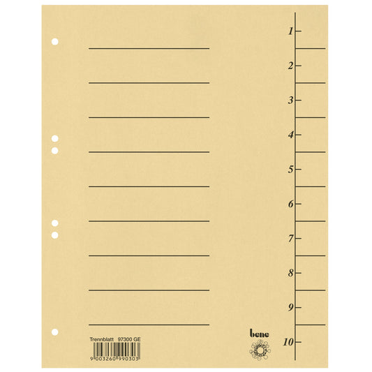 Bene Trennblatt DIN A4 Karton gelb 100 St./Pack.
