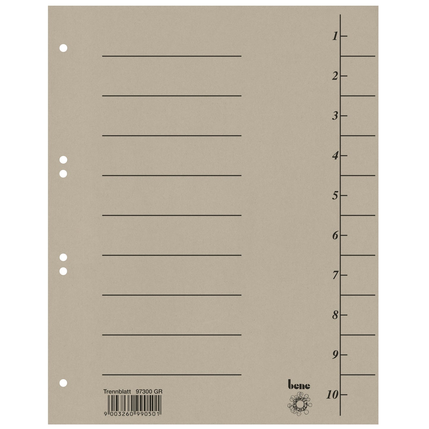 Bene Trennblatt DIN A4 Karton grau 100 St./Pack.