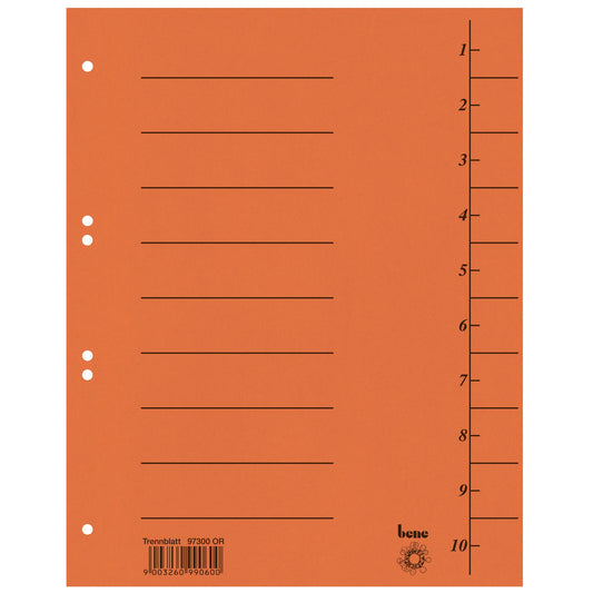 Bene Trennblatt DIN A4 Karton orange 100 St./Pack.
