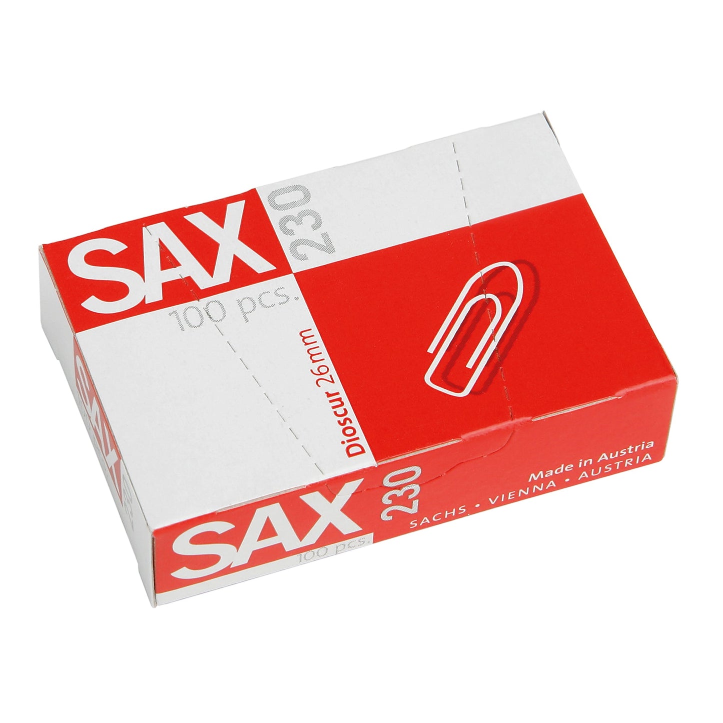 Sax Büroklammer glatt, spitze Form 26mm Metall verzinkt 100 St./Pack.