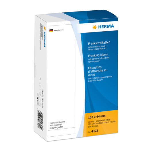 HERMA Frankieretikett 163 x 44 mm (B x H) Papier weiß 500 Etik./Pack.