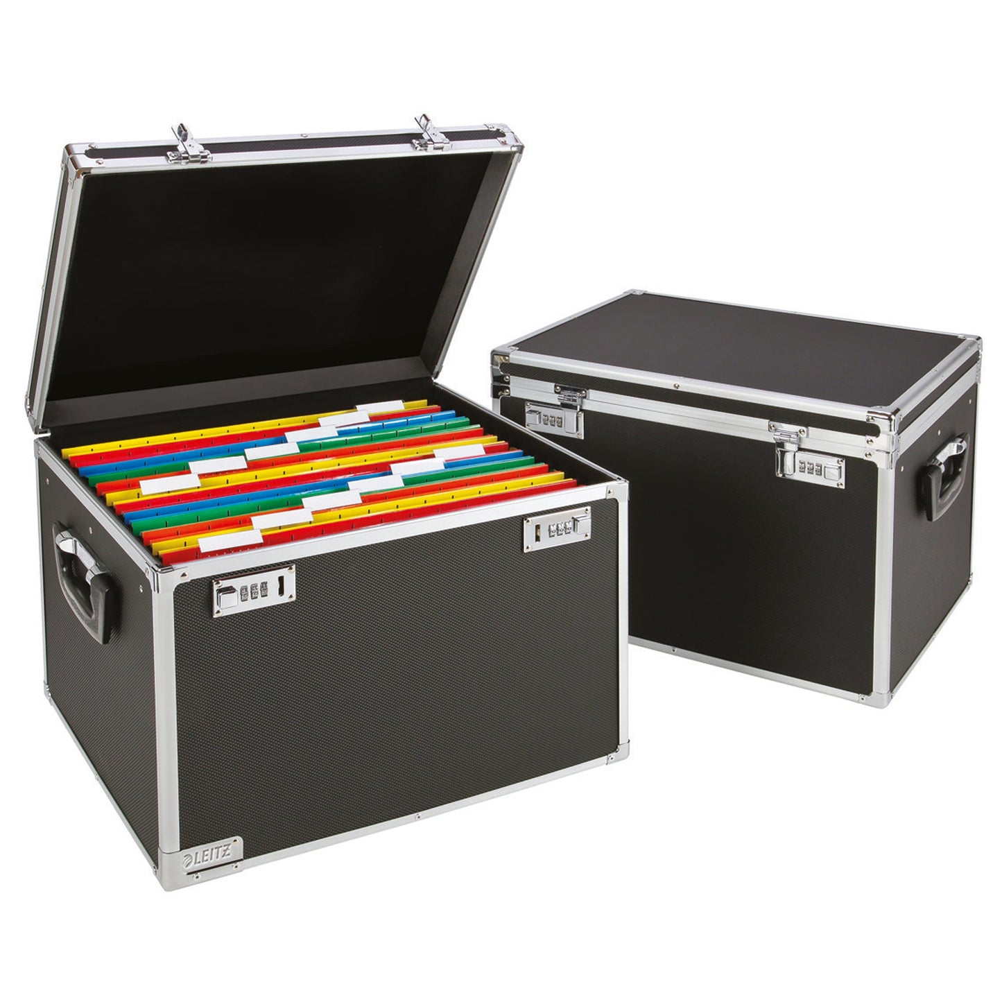 Leitz Hängemappenbox DIN A4 30 Hängemappen Holz, kunststoffbeschichtet schwarz/chrom