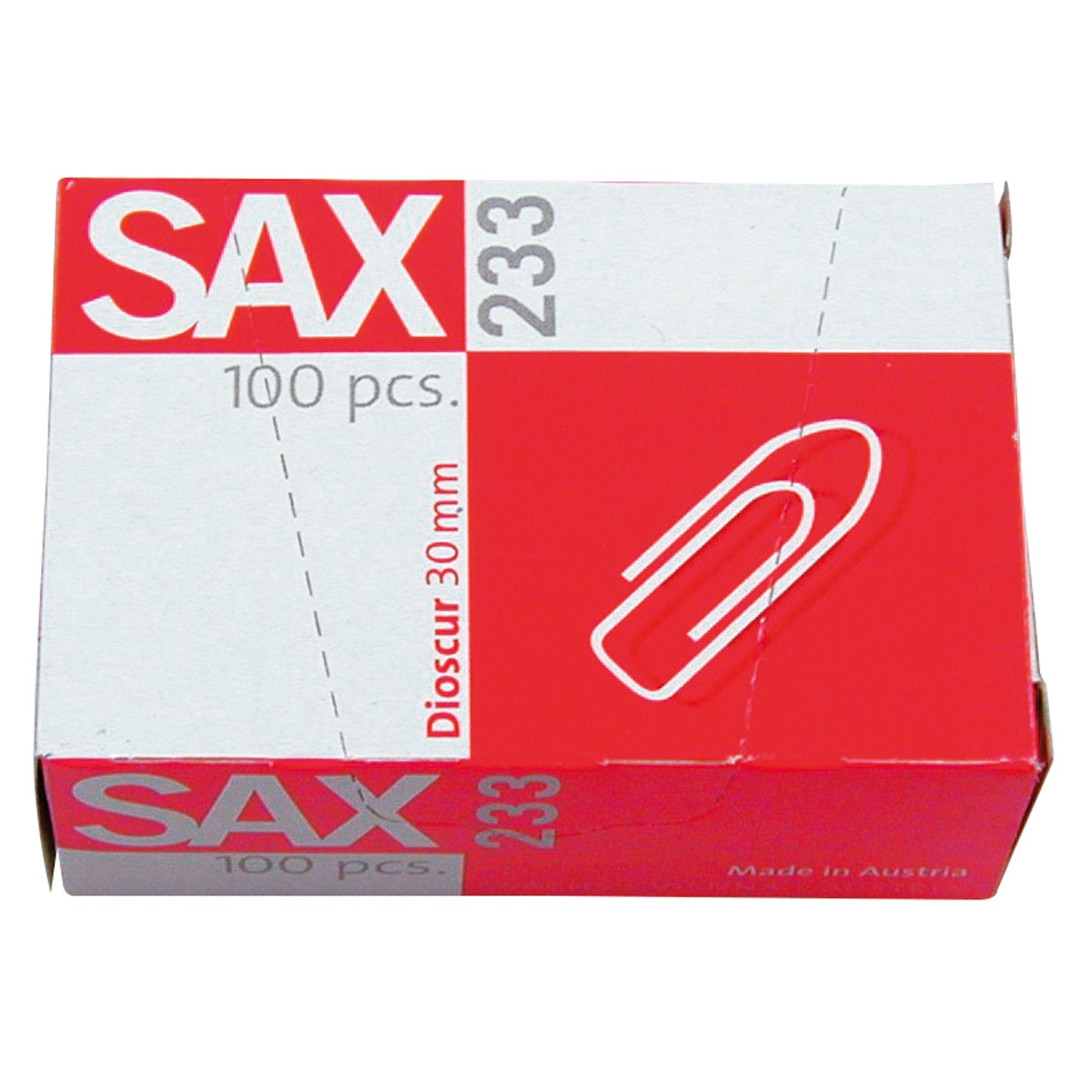 Sax Büroklammer glatt, spitze Form 30mm Metall verzinkt 100 St./Pack.