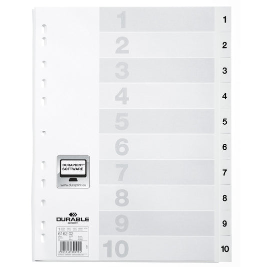 DURABLE Zahlenregister DIN A4 1-10 Polypropylen weiß