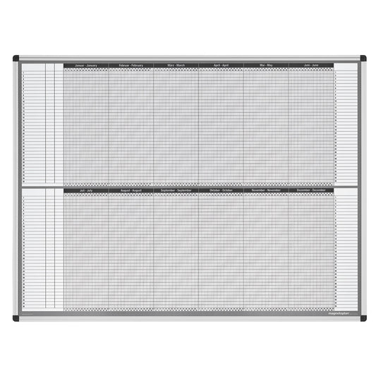 magnetoplan® Jahresplaner 121,5 x 91,5 cm (B x H) 35 Mitarbeiter/Projekte inkl. 1 Boardmarker, 1 OHP-Marker, 1 Datumsmagnet Aluminium weiß