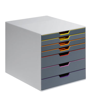 DURABLE Schubladenbox VARICOLOR® 7 7 Schubladen DIN A4, DIN C4, Folio, Letter ABS Kunststoff/Polystyrol Gehäusefarbe: grau Farbe der Schublade: anthrazit/mehrfarbig