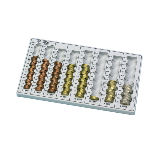 WEDO® Geldzählbrett ECO II 32,8 x 3,1 x 17,8 cm (B x H x T) EUR 1 Cent, 2 Cent, 5 Cent, 10 Cent, 20 Cent, 50 Cent, 1 Euro, 2 Euro lichtgrau