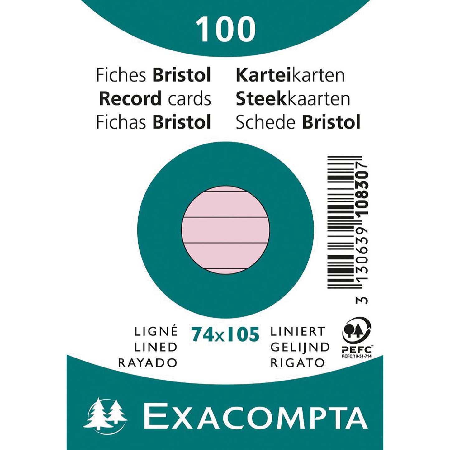 Exacompta Karteikarte DIN A7 liniert rosa 100 St./Pack.