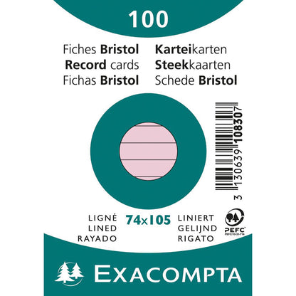 Exacompta Karteikarte DIN A7 liniert rosa 100 St./Pack.