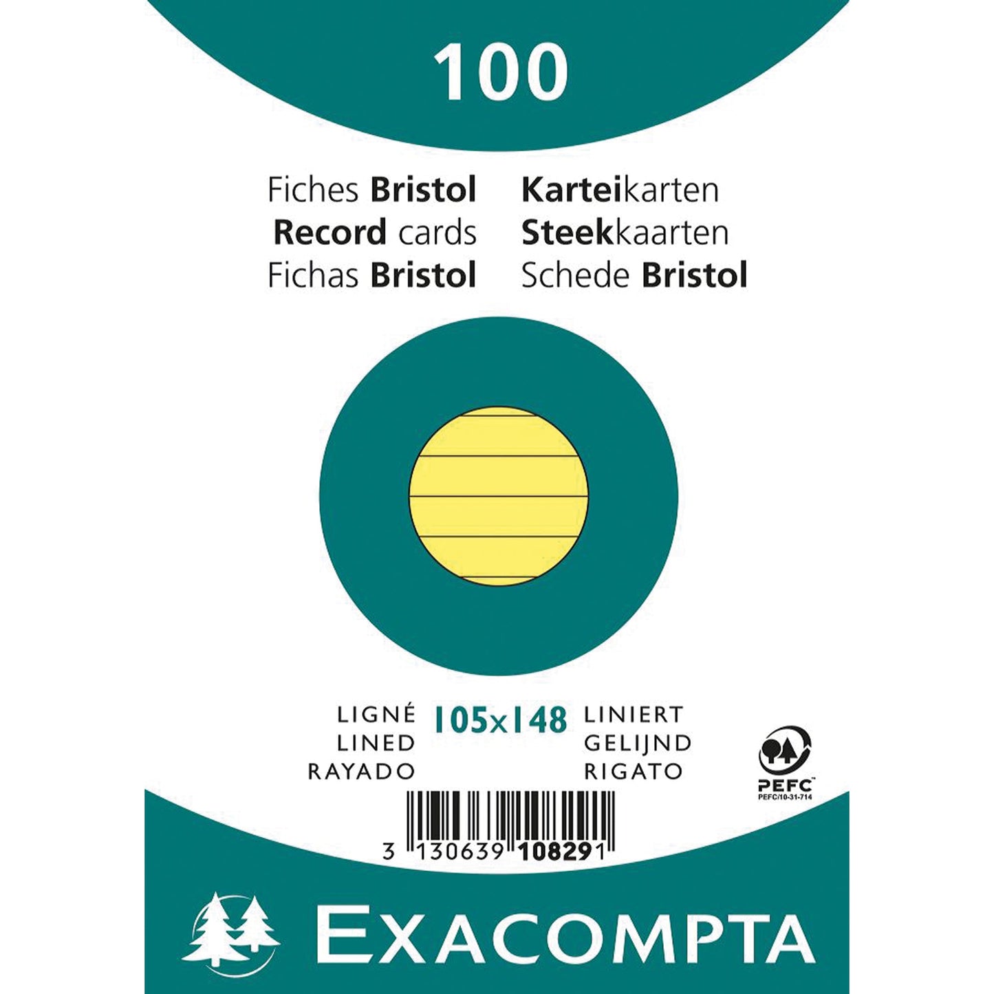 Exacompta Karteikarte DIN A6 liniert gelb 100 St./Pack.