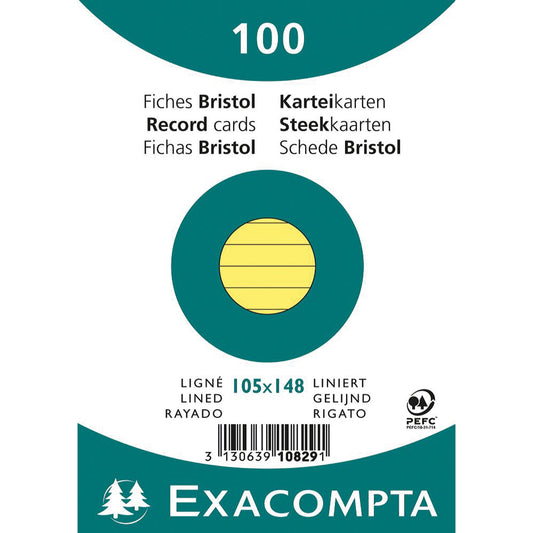 Exacompta Karteikarte DIN A6 liniert gelb 100 St./Pack.