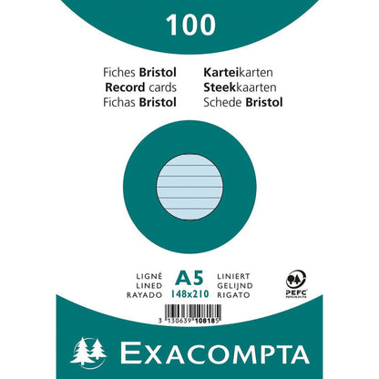 Exacompta Karteikarte DIN A5 liniert blau 100 St./Pack.