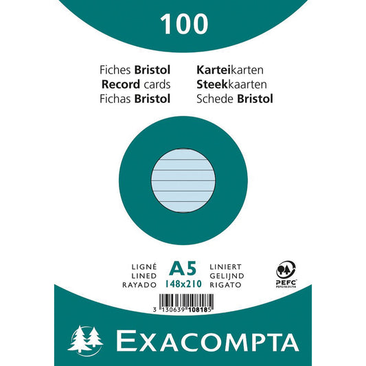 Exacompta Karteikarte DIN A5 liniert blau 100 St./Pack.