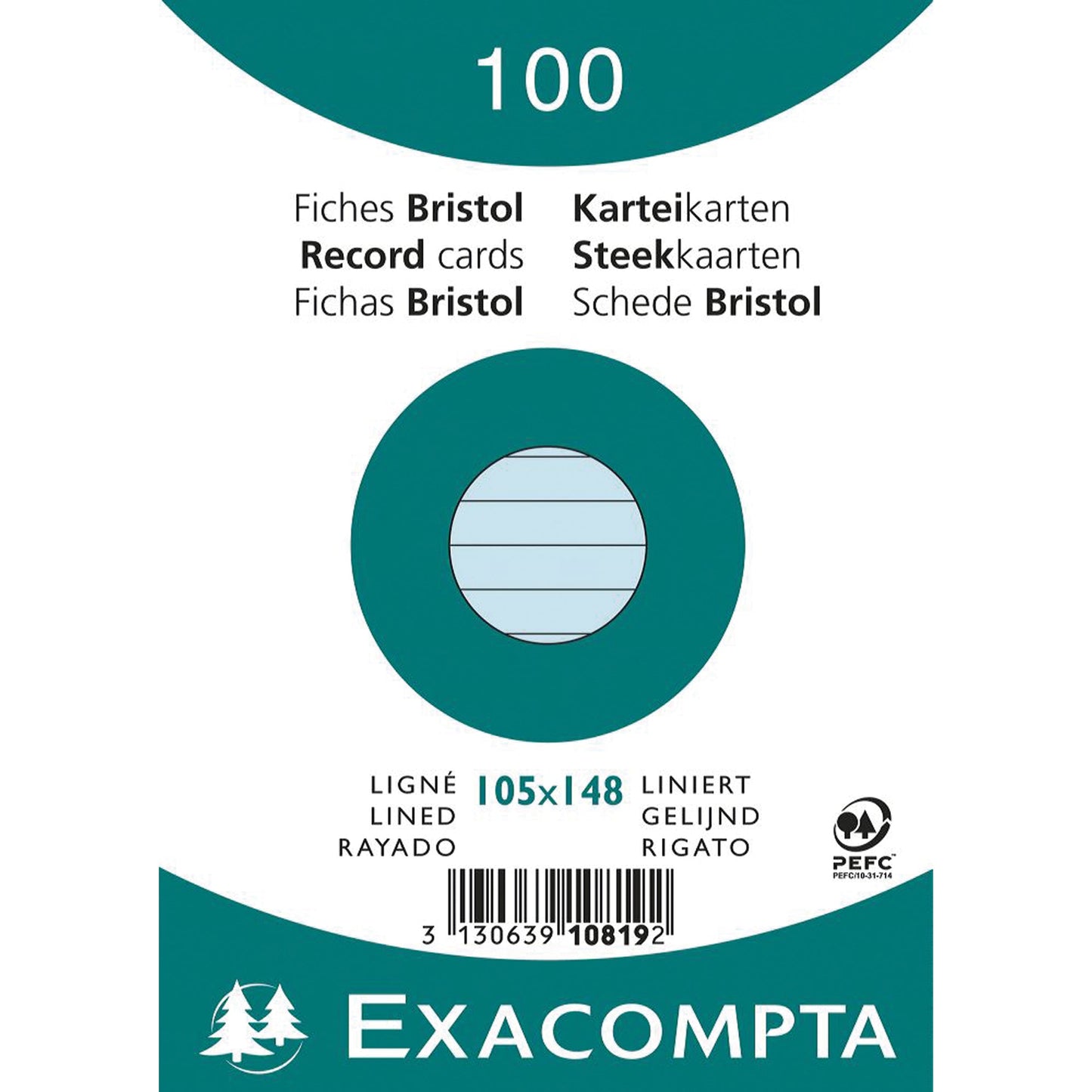 Exacompta Karteikarte DIN A6 liniert blau 100 St./Pack.