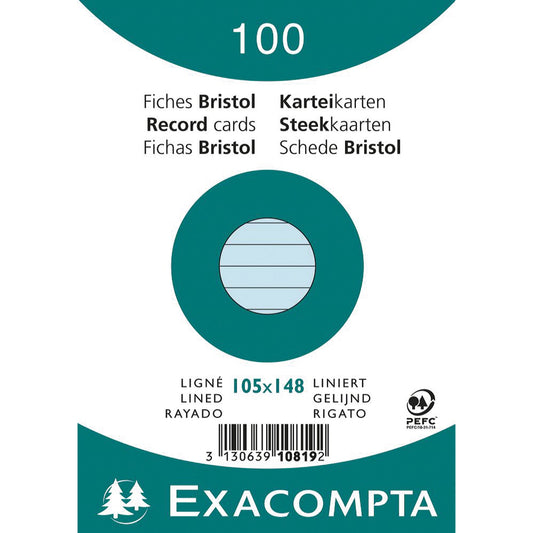 Exacompta Karteikarte DIN A6 liniert blau 100 St./Pack.