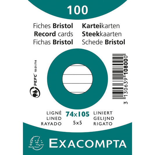 Exacompta Karteikarte DIN A7 liniert weiß 100 St./Pack.