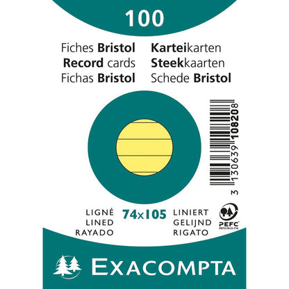 Exacompta Karteikarte DIN A7 liniert gelb 100 St./Pack.