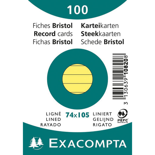 Exacompta Karteikarte DIN A7 liniert gelb 100 St./Pack.