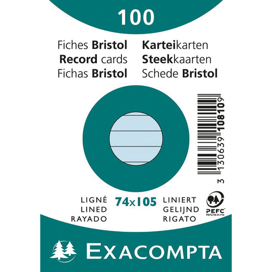 Exacompta Karteikarte DIN A7 liniert blau 100 St./Pack.