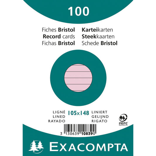Exacompta Karteikarte DIN A6 liniert rosa 100 St./Pack.