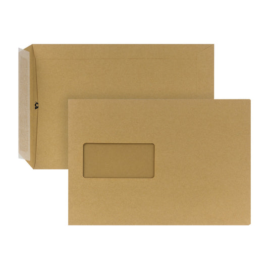POSTHORN Versandtasche DIN C5 162 x 229 mm (B x H) mit Haftklebung mit Fenster 90g/m² braun 500 St./Pack.