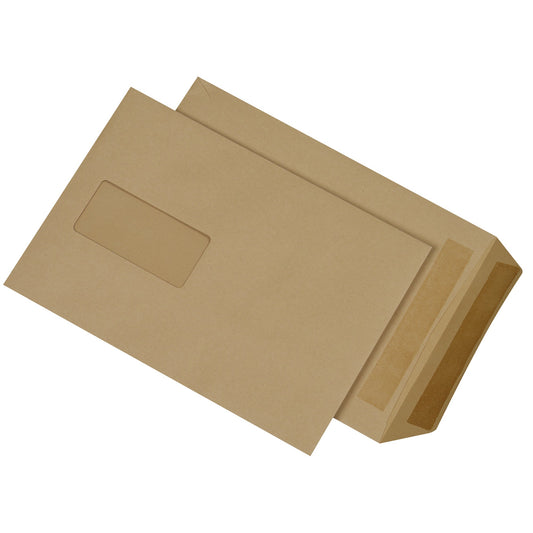 MAILmedia Versandtasche DIN B5 176 x 250 mm (B x H) mit Selbstklebung mit Fenster 90g/m² ohne Fadenverstärkung braun 500 St./Pack.