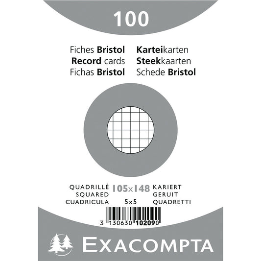 Exacompta Karteikarte DIN A6 kariert weiß 100 St./Pack.