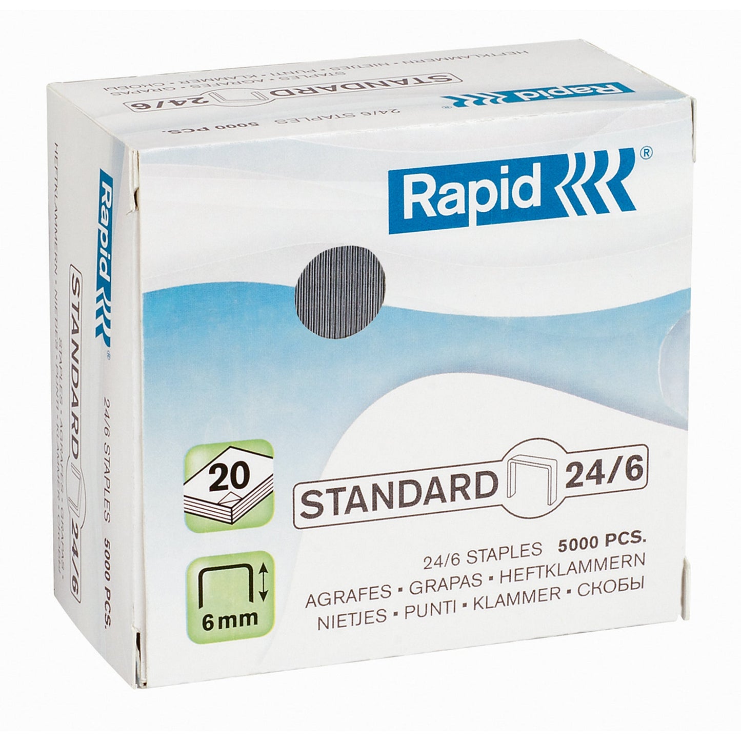 Rapid Heftklammer Standard 24/6 Rapid Heftgerät 20E, 20EX, Baby Ray, E3, E12, E14, E15, E26, E28, Eco Serie, F16, F18, F30, FM20, FM22, Freeze, K1, K2, K45, S1, S17, S27, S30, Ultimate NXT, Ultimate NXT ICE 5.000 St./Pack.