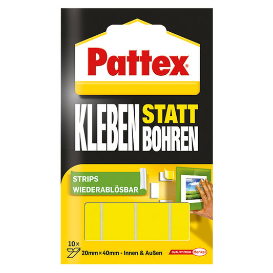Pattex Klebepad Kleben statt Bohren Metall, Kacheln, Fliesen, Holz, Kunststoff, Stein 20 x 40 mm (B x L) weiß 10 St./Pack.