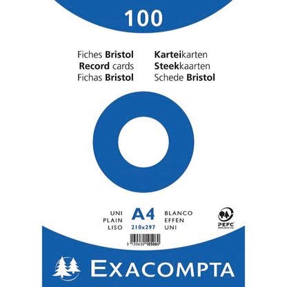 Exacompta Karteikarte DIN A4 blanko weiß 100 St./Pack.
