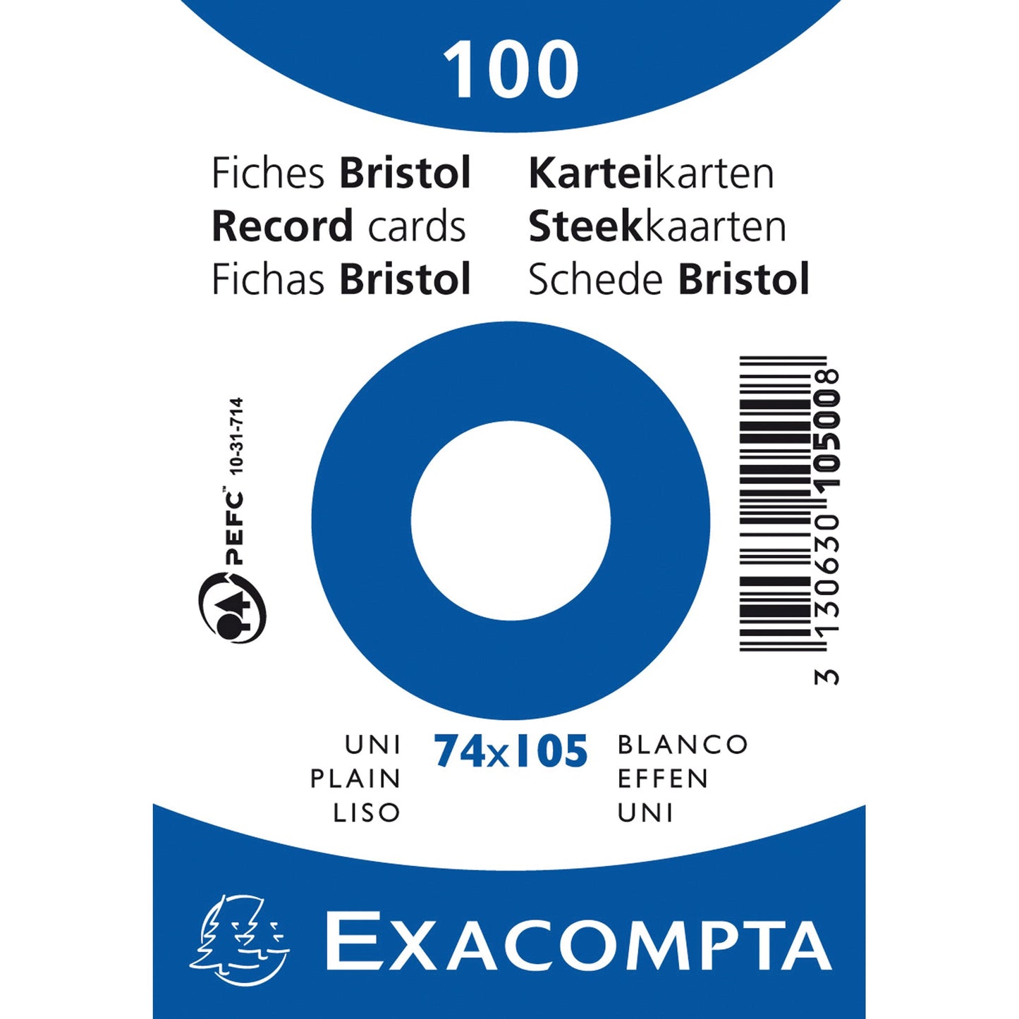 Exacompta Karteikarte DIN A7 blanko weiß 100 St./Pack.