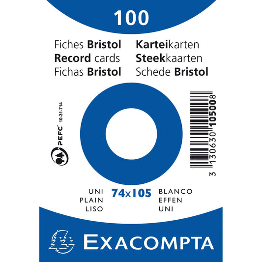 Exacompta Karteikarte DIN A7 blanko weiß 100 St./Pack.